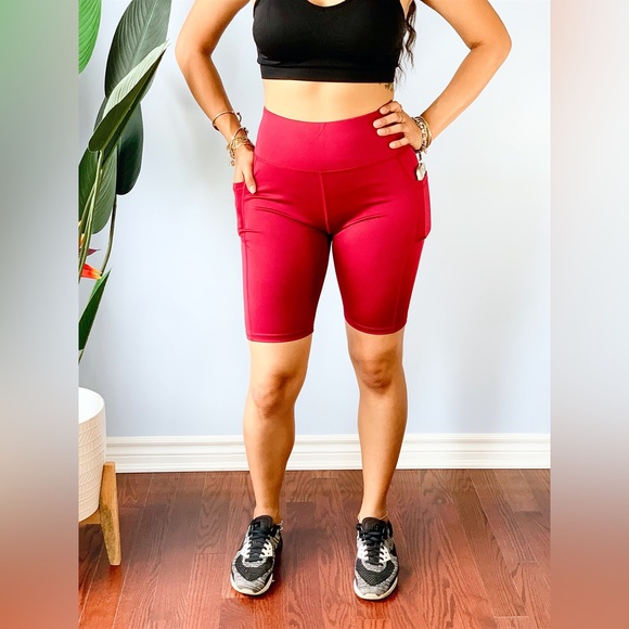 Biker Shorts with Pockets ~ Wine Red - Picture 7 of 11